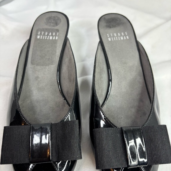 Stuart Weitzman Candy Black Patent Leather Wedge Heel Mule Size 6.5 - Picture 16 of 16